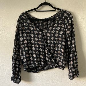 American Eagle Black Wrap Top